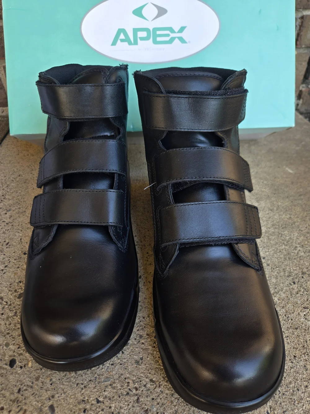 Apex Men's Black Leather Velcro Ankle Boots
